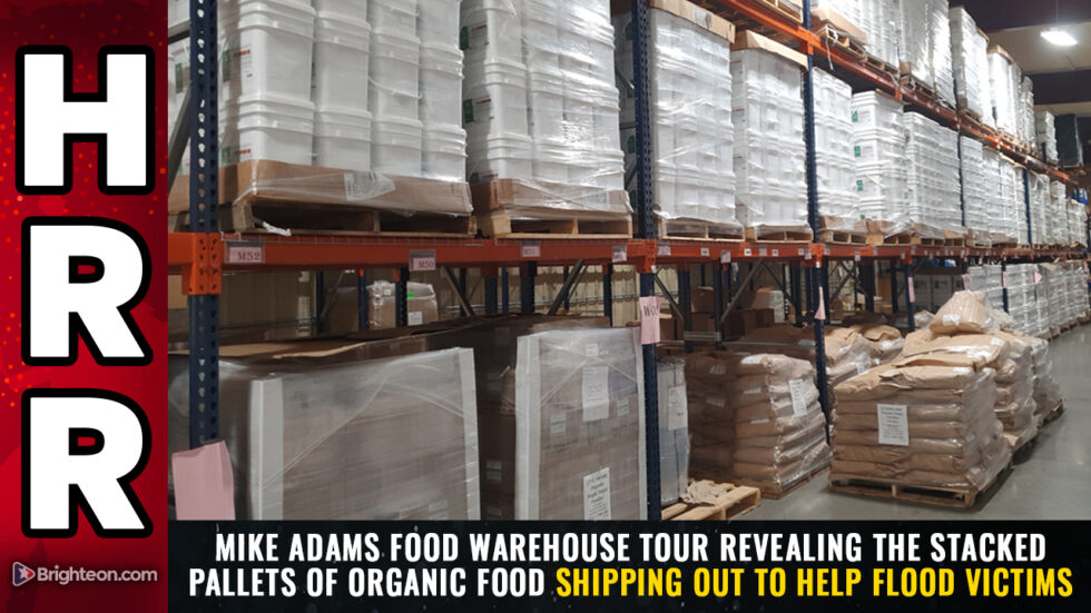 Mike Adams food WAREHOUSE TOUR revealing the stacked PALLETS of organic ...