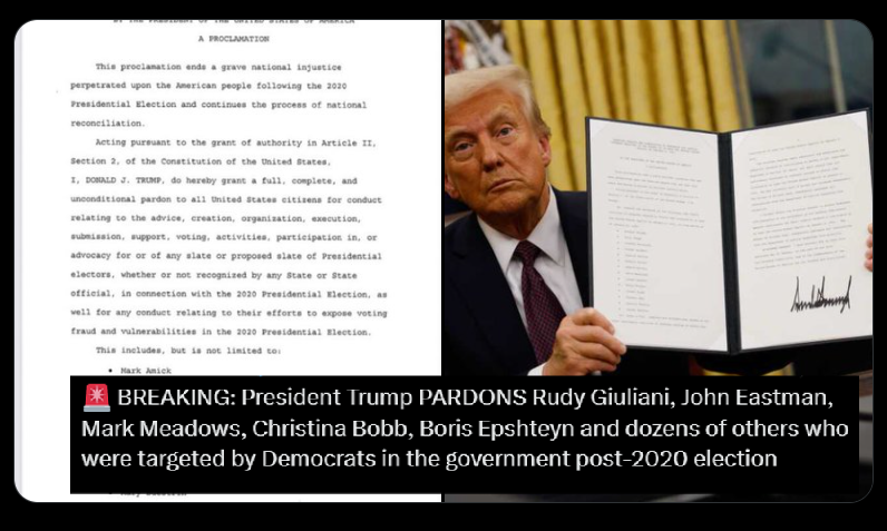 President Trump Pardons Victims Prosecuted Following the 2020 Elections