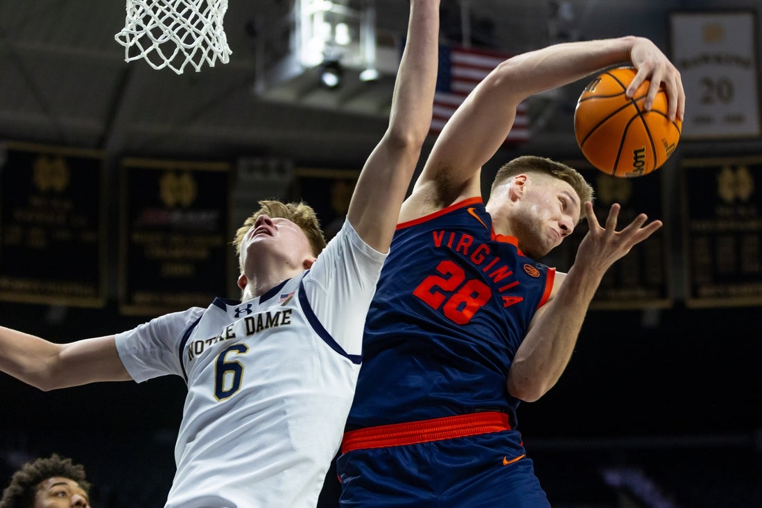 No. 17 Virginia rallies, makes clutch shots to sink Notre Dame in 2OT