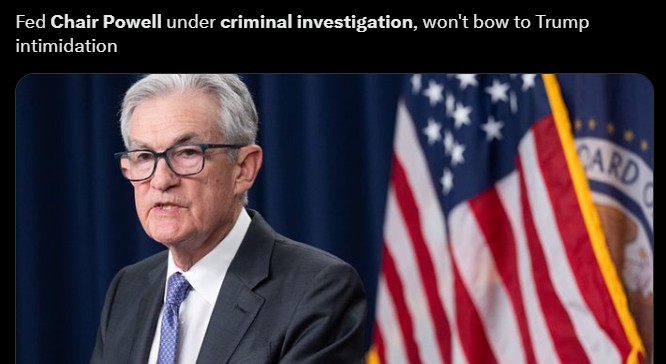 Federal Reserve Chair Jerome Powell Facing U.S. Federal Prosecutor Criminal Investigation