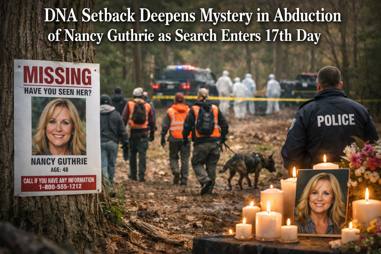 DNA Setback Deepens Mystery in Abduction of Nancy Guthrie as Search Enters 17th Day