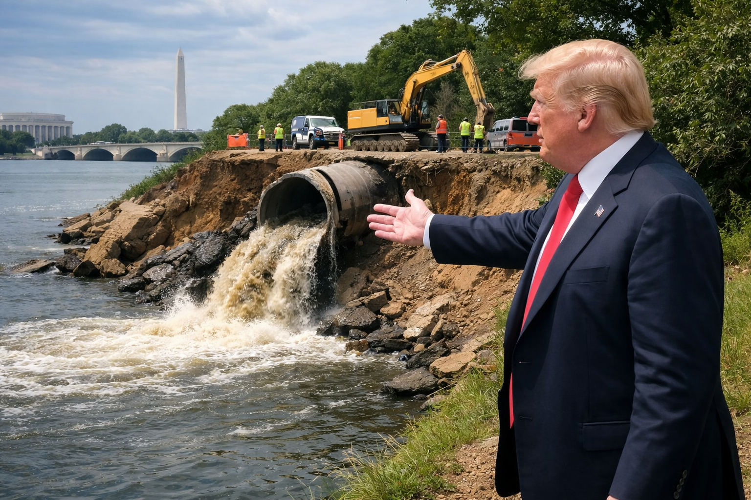 Trump Orders Federal Action to Protect Potomac River After Major Sewer Collapse