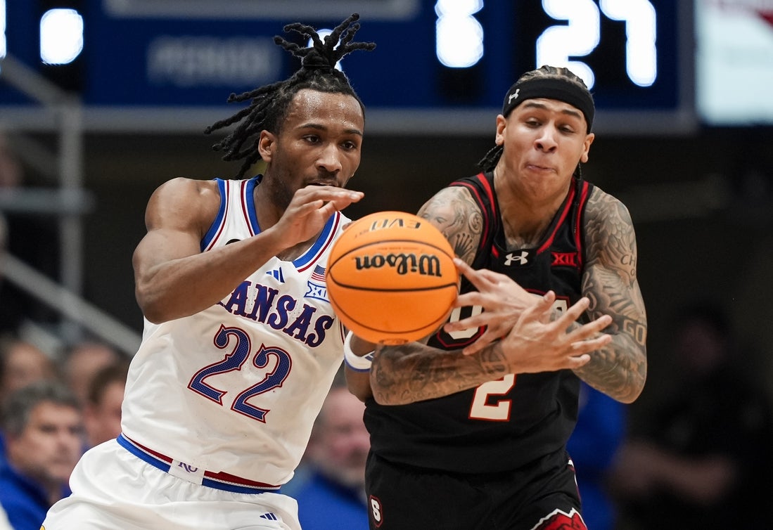 Flory Bidunga’s double-double, 7 blocks lift No. 11 Kansas over Utah