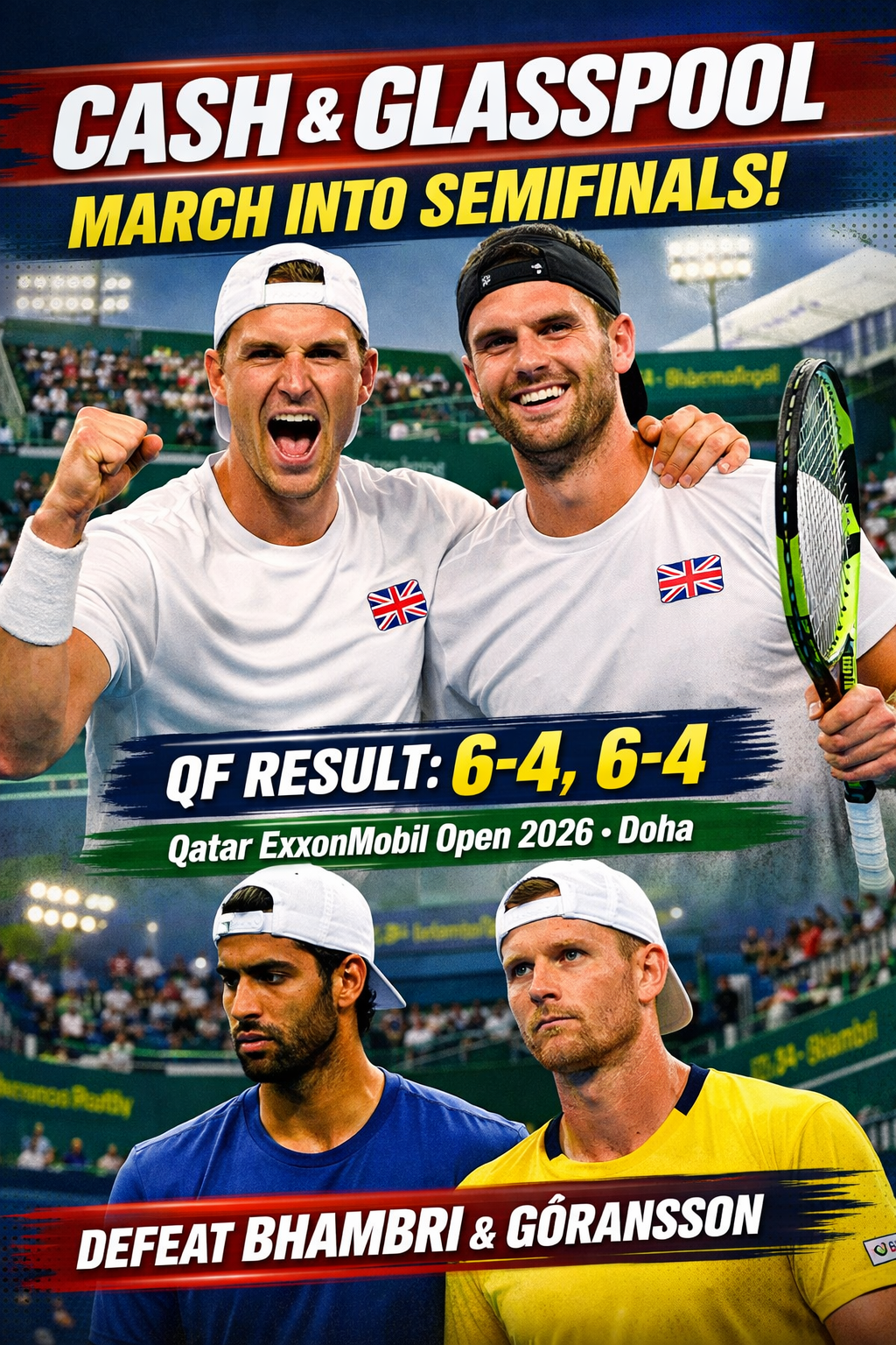 Top Seeds Cash and Glasspool March into Semifinals at Qatar ExxonMobil Open