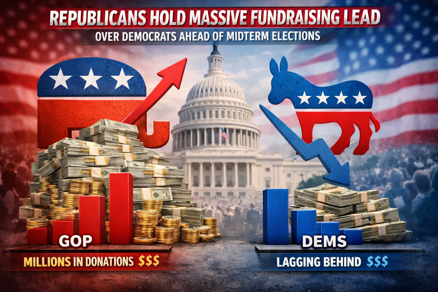 Republicans Hold Massive Fundraising Lead Over Democrats Ahead of Midterm Elections