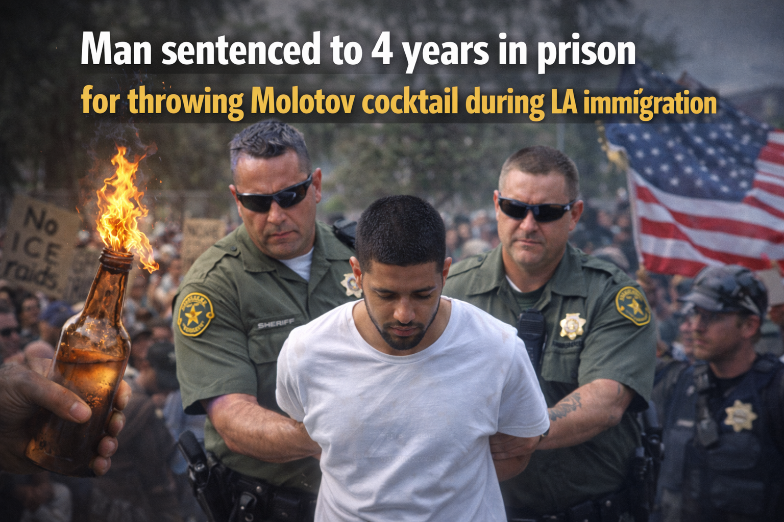 Man Sentenced to Four Years for Firebomb Attack on Deputies During Southern California Immigration Protests