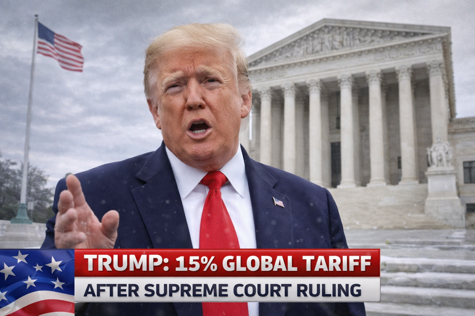 Trump Vows 15% Global Tariff After Supreme Court Blocks Sweeping Import Taxes