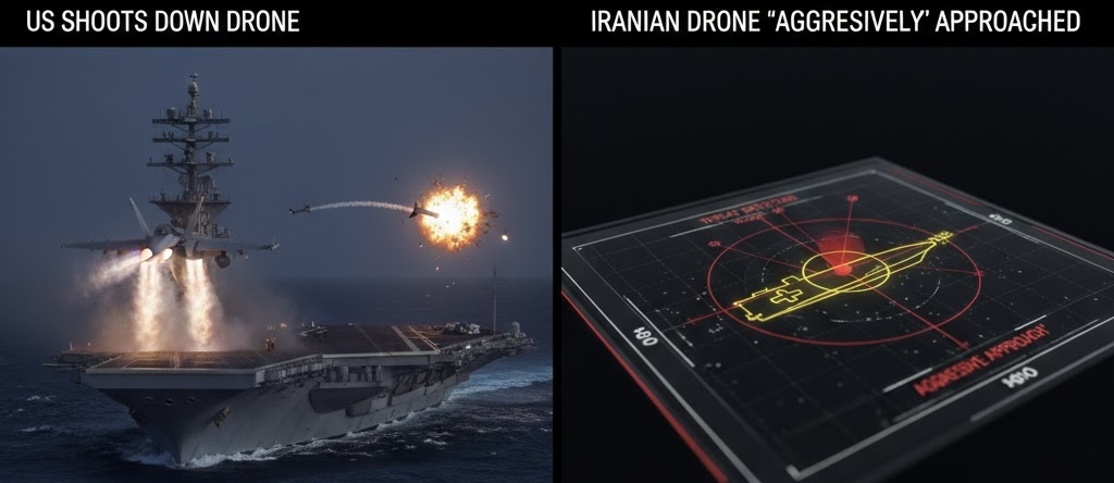 U.S. Navy Jet Downs Iranian Drone Near Aircraft Carrier as Tensions Rise in Arabian Sea