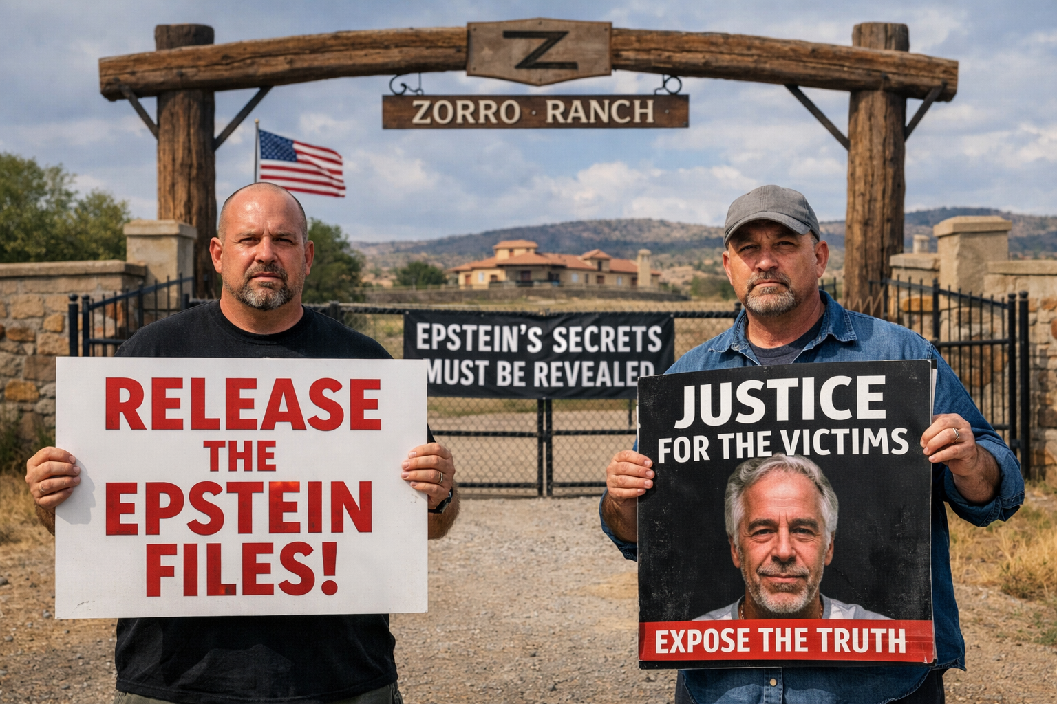 Giuffre’s Brothers Demand Release of Epstein Files During Protest at New Mexico Ranch