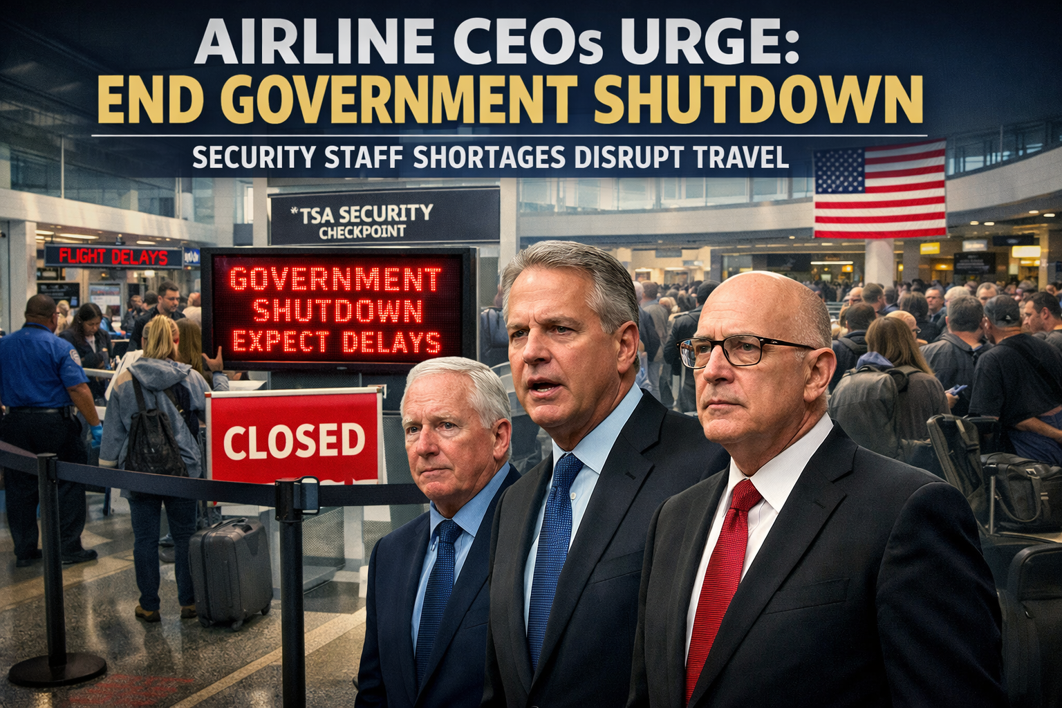 U.S. Airline CEOs Urge Congress to End Government Shutdown as Airport ...