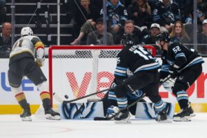 Knights pull level with Mammoth on Shea Theodore’s OT goal