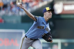 Brewers’ Jacob Misiorowski no-hits Nats thru 5 1/3, leaves with cramp