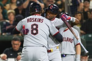 Rhys Hoskins, Chase DeLauter deliver as Guardians top A's