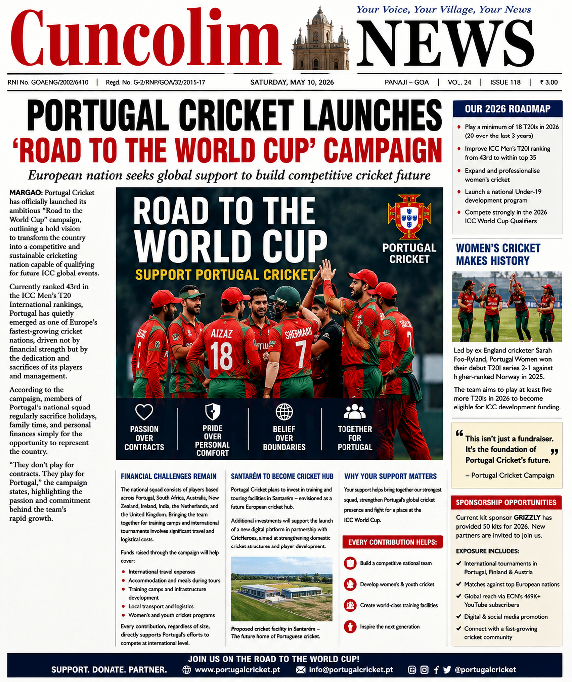 PORTUGAL CRICKET LAUNCHES “ROAD TO THE WORLD CUP” CAMPAIGN