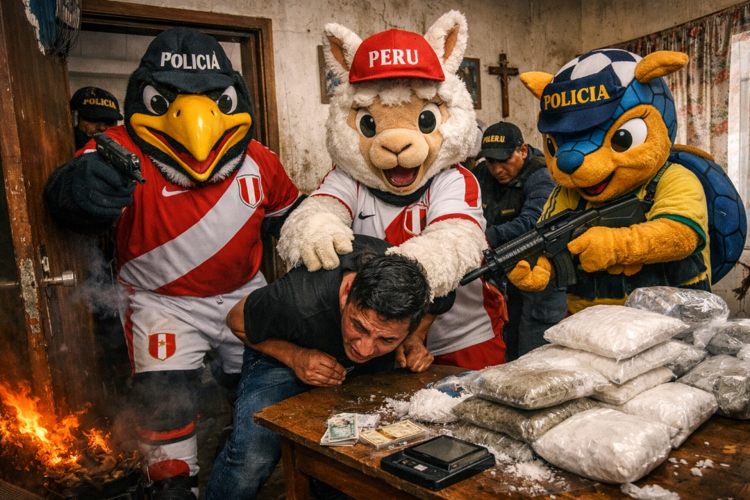 PERUVIAN POLICE USE WORLD CUP MASCOT DISGUISES IN DRUG RAID, DRAWING GLOBAL ATTENTION