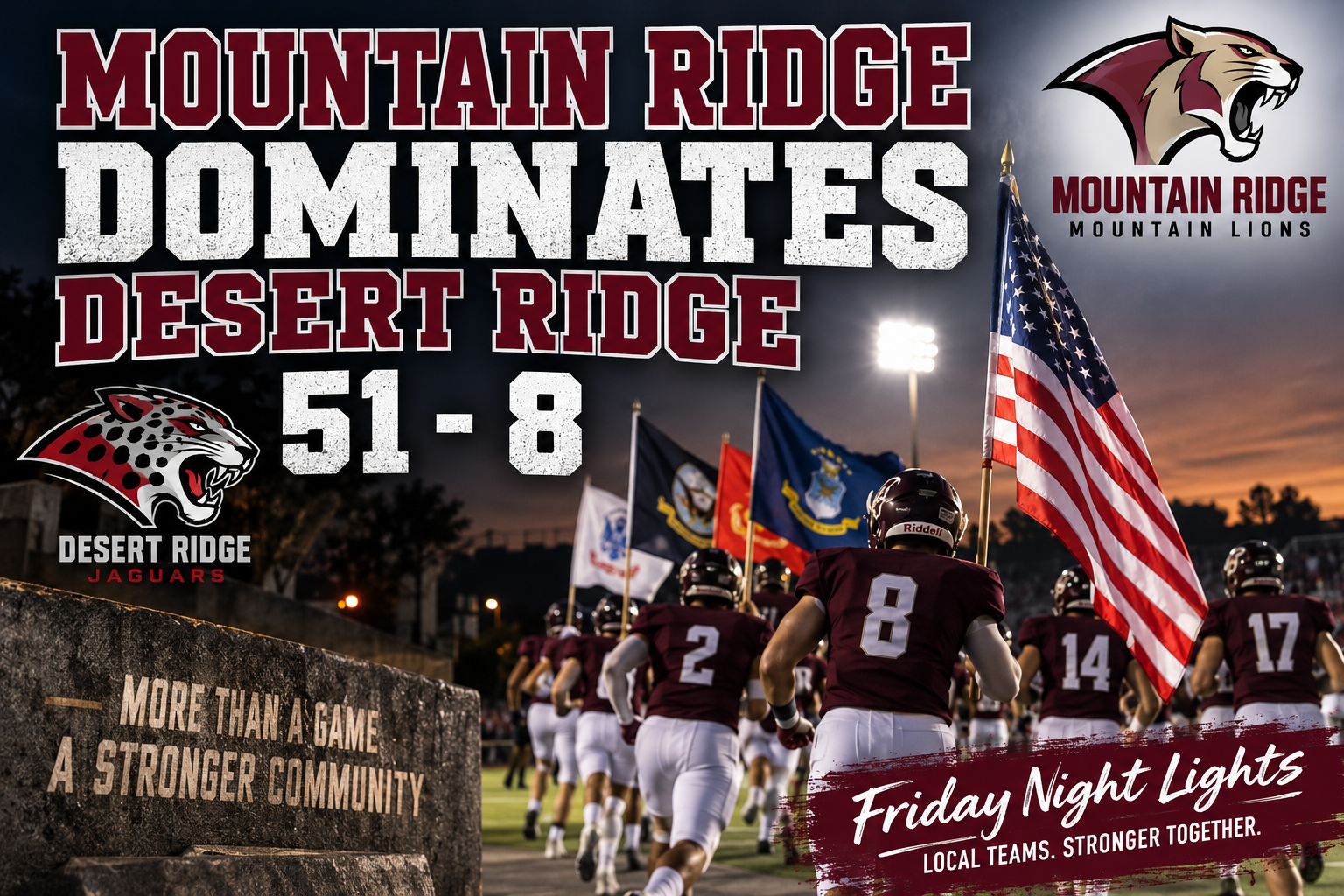 Under Ridge Upper Ridge Mountain Ridge Dominates Desert Ridge 51-8 Under Friday Night Lights ...